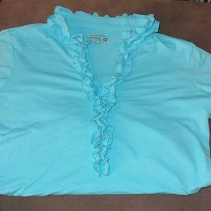 Luxletic ruffle polo, teal.